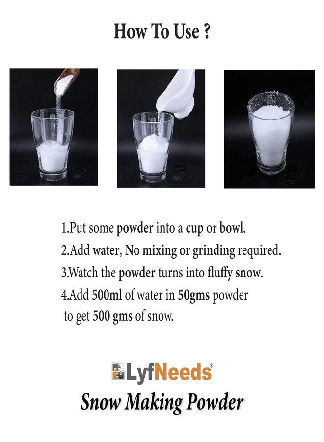 LyfNeeds مسحوق صنع الثلج الاصطناعي الفوري من لايف نيدز (500 غرام) - مثالي لأعياد الميلاد، وديكورات الشتاء، وحفلات الأعياد - Image 5